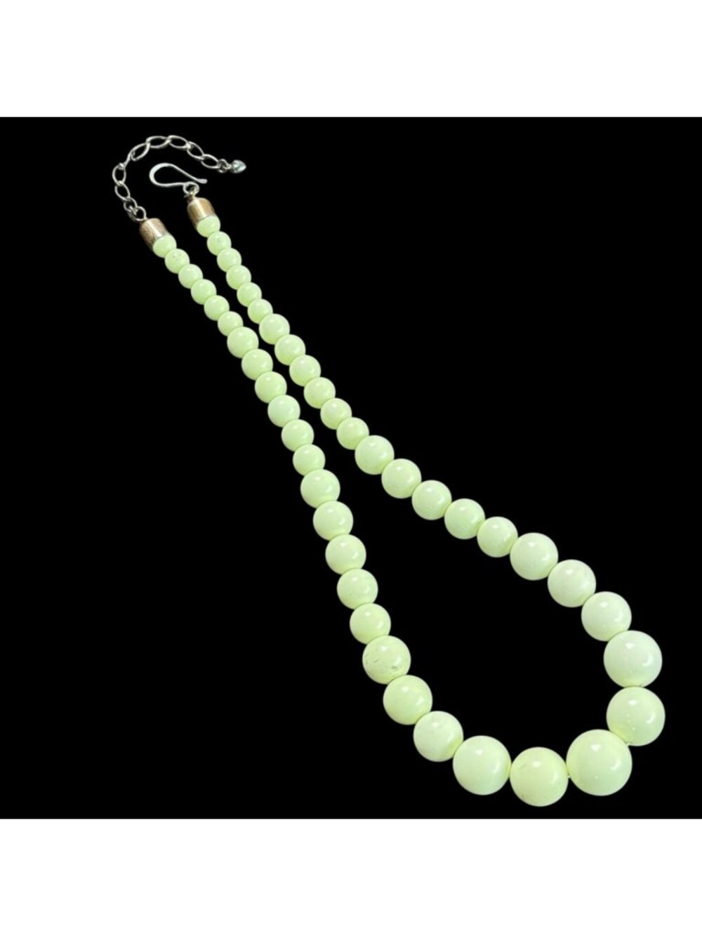 Vintage Jay King DTR Graduated Jadeite Bead Necklace Sterling Silver 925 Genuine